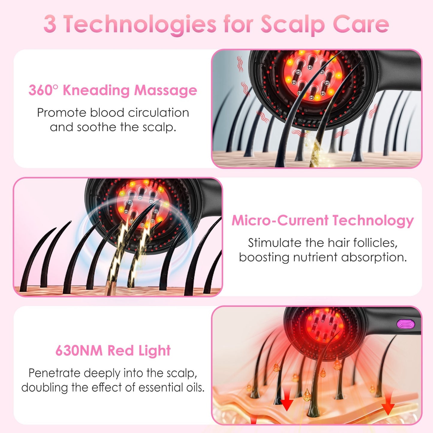 Red Light Scalp Massager Brush